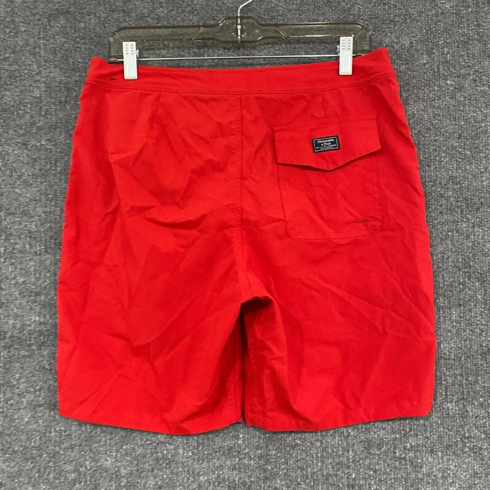 Abercrombie & Fitch Mens Red Stretch Board Shorts Swim Trunks Size 31